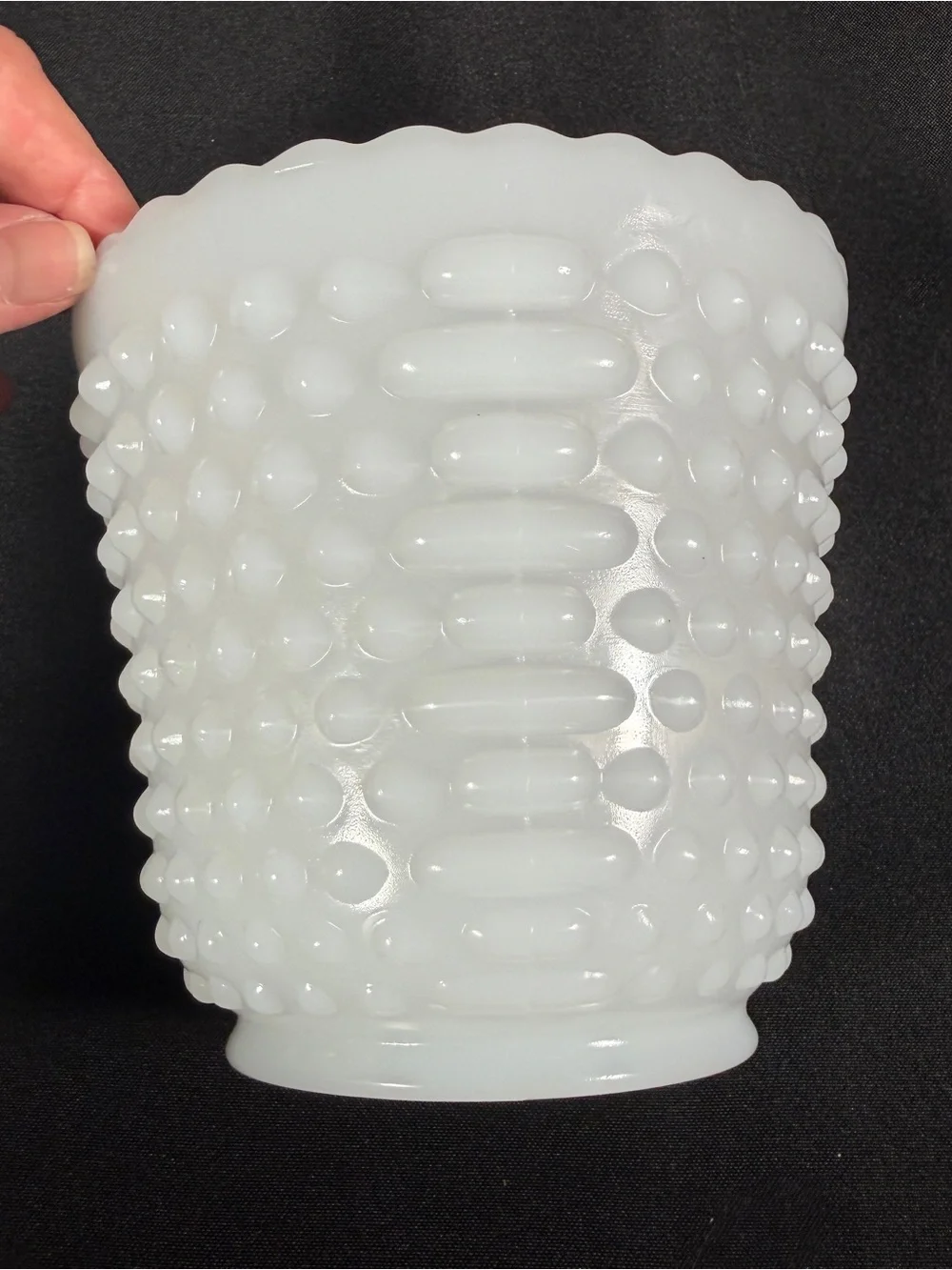 Vintage Fire King Milk Glass Hobnail planter-mid century white flower pot